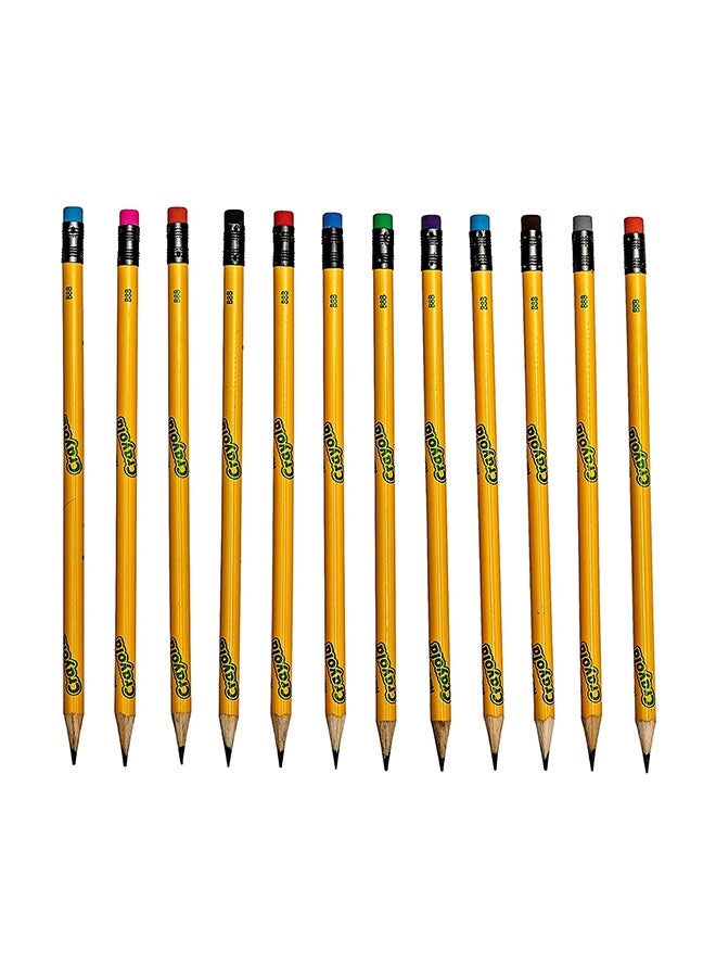 كرايولا 12 قلم رصاص رقم 2، مشحون مسبقًا مع ممحاة ملونة خالية من اللاتكس - متعددة الألوان - Image 3