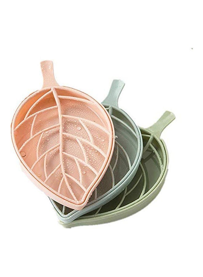 3Pcs Double Layer Leaf Shape Soap Dish Tray With Drain Plastic Multicolour - Image 1