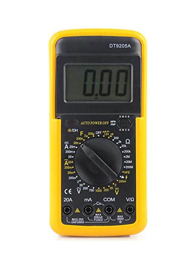 Dt-9205A Digital Multimeter Voltmeter Ammeter With Buzzer Indicator Light Black/Yellow 