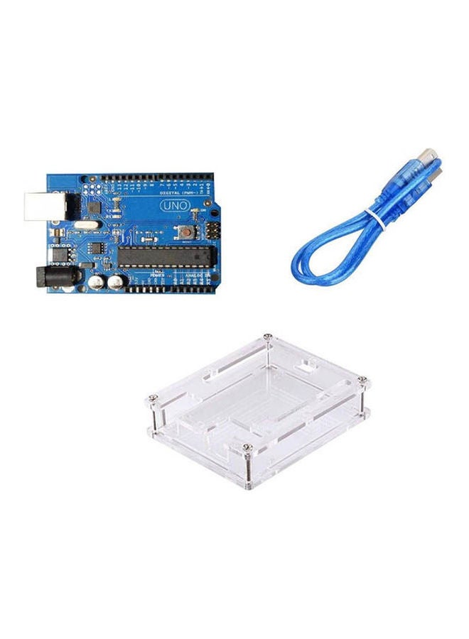 أردوينو - لوحة تطوير أونو R3 مع كابل USB وحافظة من الأكريليك متعدد الألوان - Image 1