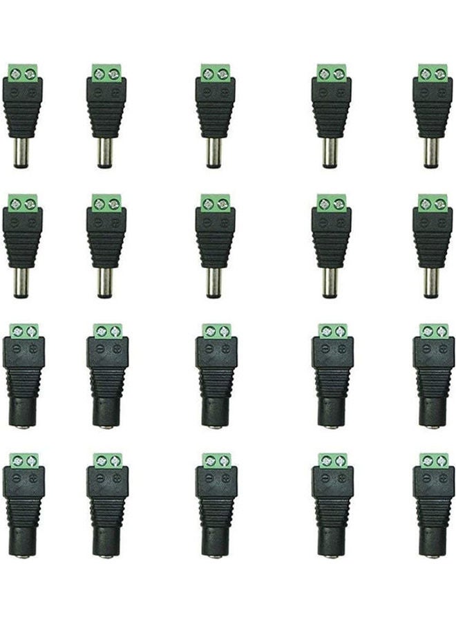 TOMVISION - Tomvision Dc Power Connector 10-Pair Male And Female 2.1X5.5Mm Dc Power Jack Plug Adapter For 2-Pin Led Strip Cctv Security Camera(10Pair Male&Female Connector) Black - Image 1