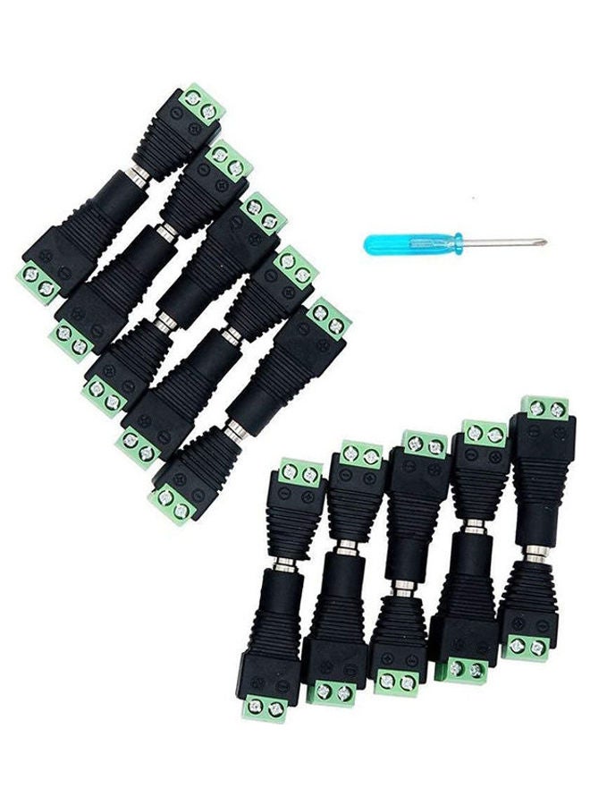 TOMVISION - Tomvision Dc Power Connector 10-Pair Male And Female 2.1X5.5Mm Dc Power Jack Plug Adapter For 2-Pin Led Strip Cctv Security Camera(10Pair Male&Female Connector) Black - Image 1
