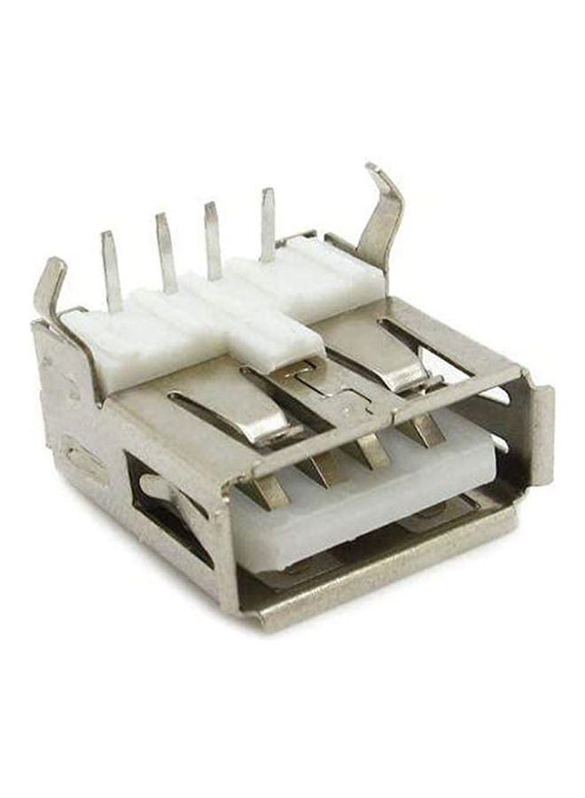 Arduino - Usb Female Type A- 4 Pin Dip Right Angle Plug Jack Socket Connector Silver - Image 1