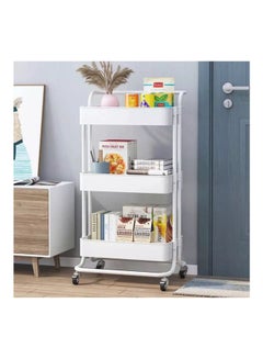 3-Tier Rolling Shelves Cart Organizer White 85x42x35cm - v1632221169/N50980173A_2