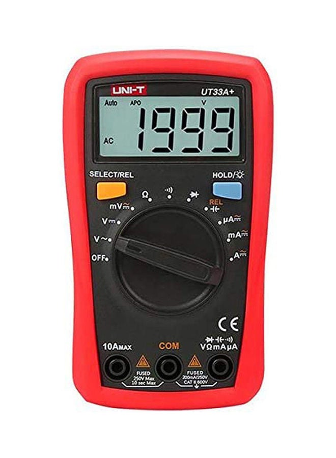 Ut33A Plus Handheld Digital Multimeter Ac/Dc Voltage Current Resistance Diode Tester Meter Ut33A+ Red