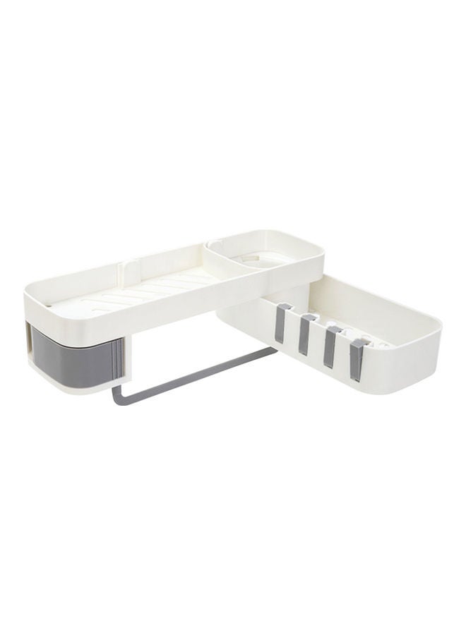 Bathroom Corner Shelf Rack Holder White/Grey 35.00x9.00x12.00cm - Image 1