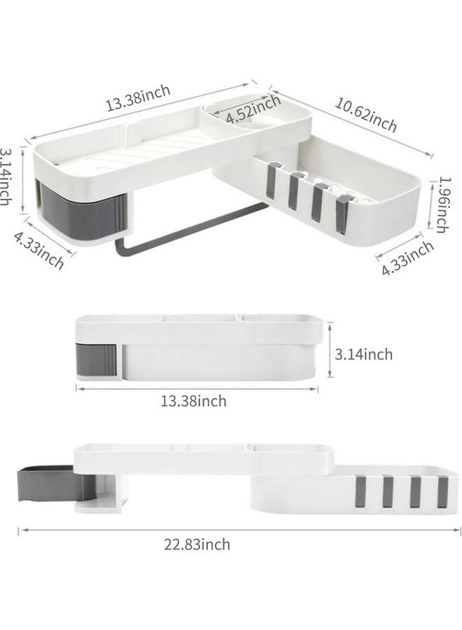 Bathroom Corner Shelf Rack Holder White/Grey 35.00x9.00x12.00cm - Image 3