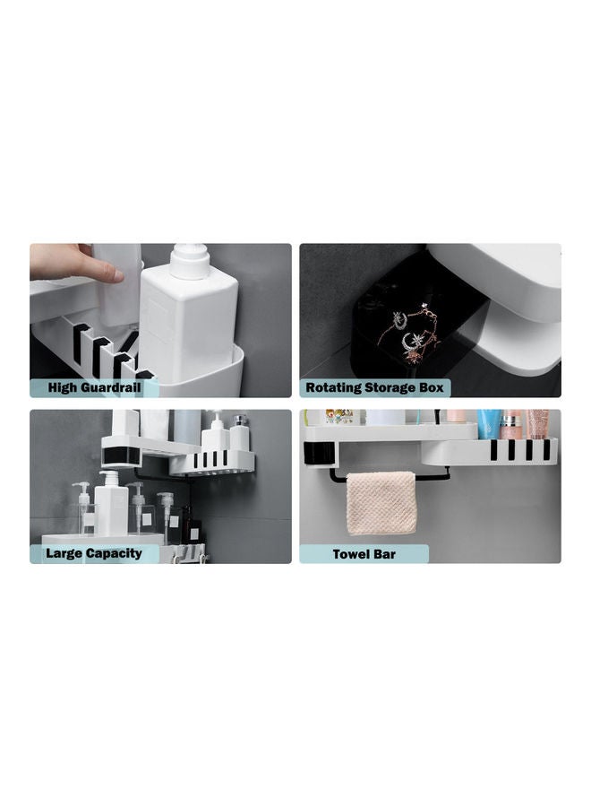 Bathroom Corner Shelf Rack Holder White/Grey 35.00x9.00x12.00cm - Image 5