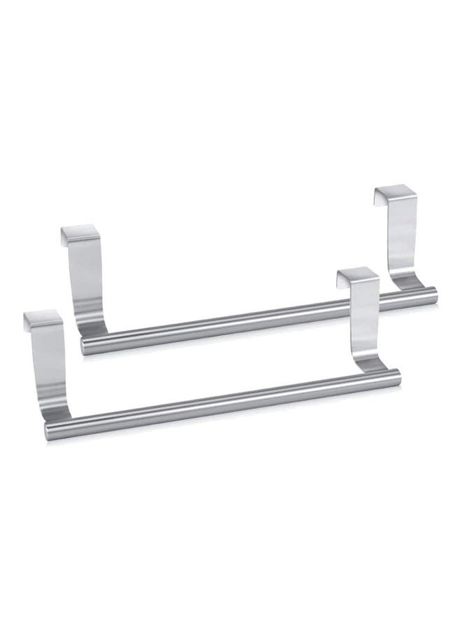 2 Piece Stainless Steel Towel Rack Rod Silver 23.50x2.50x9.50cm  - Image 1
