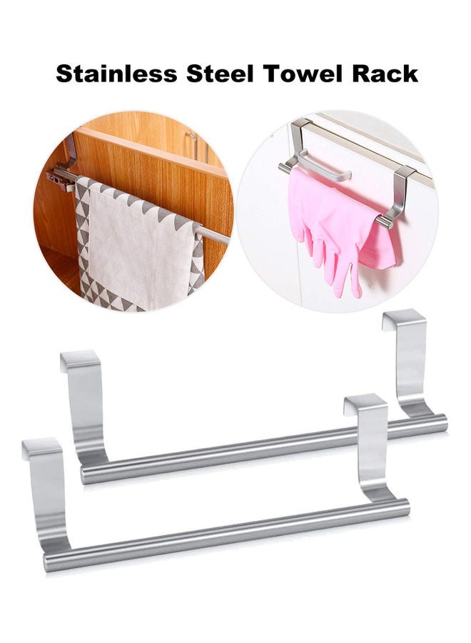 2 Piece Stainless Steel Towel Rack Rod Silver 23.50x2.50x9.50cm  - Image 4