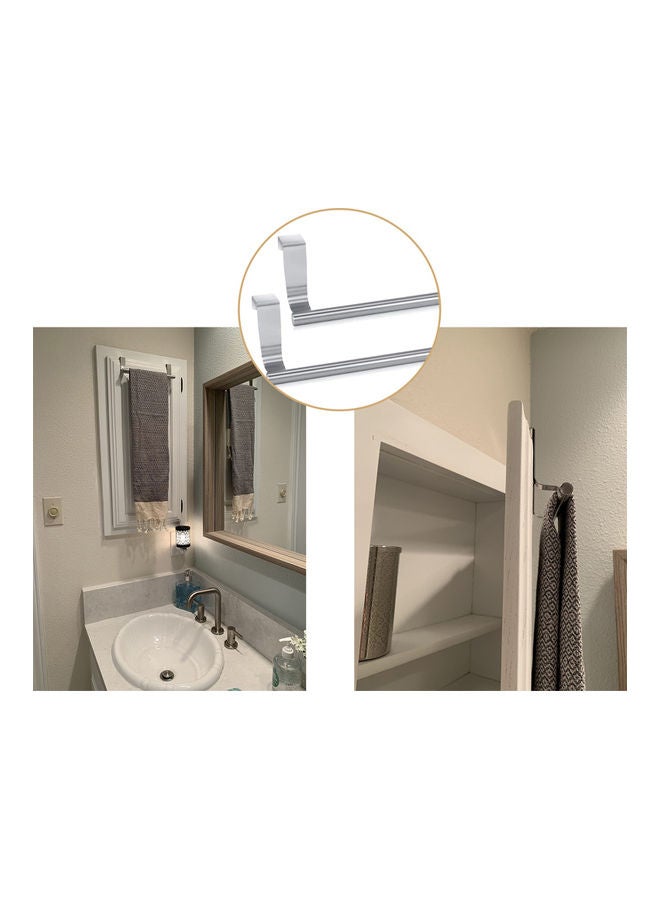 2 Piece Stainless Steel Towel Rack Rod Silver 23.50x2.50x9.50cm  - Image 5