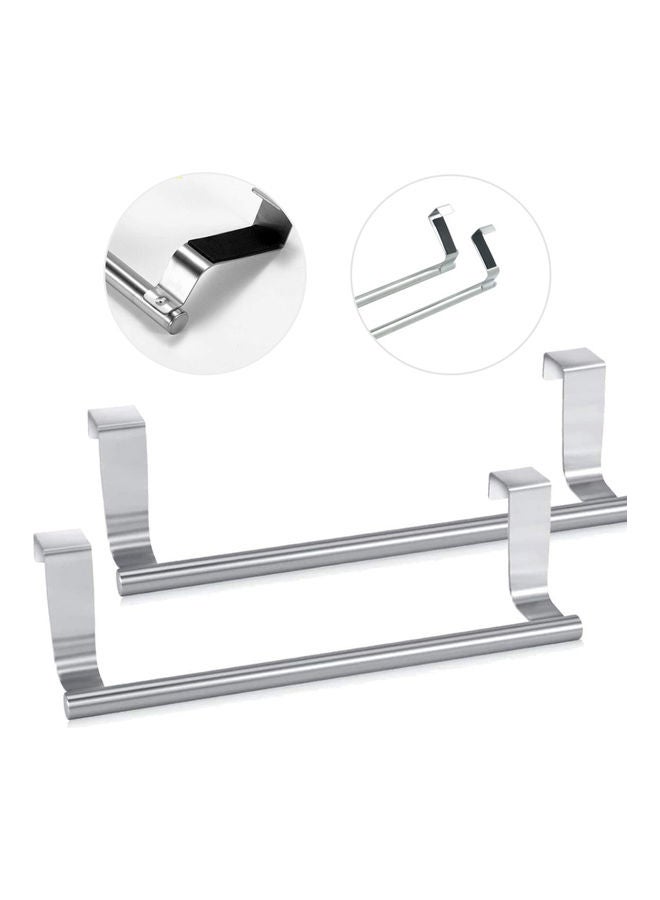 2 Piece Stainless Steel Towel Rack Rod Silver 23.50x2.50x9.50cm  - Image 2