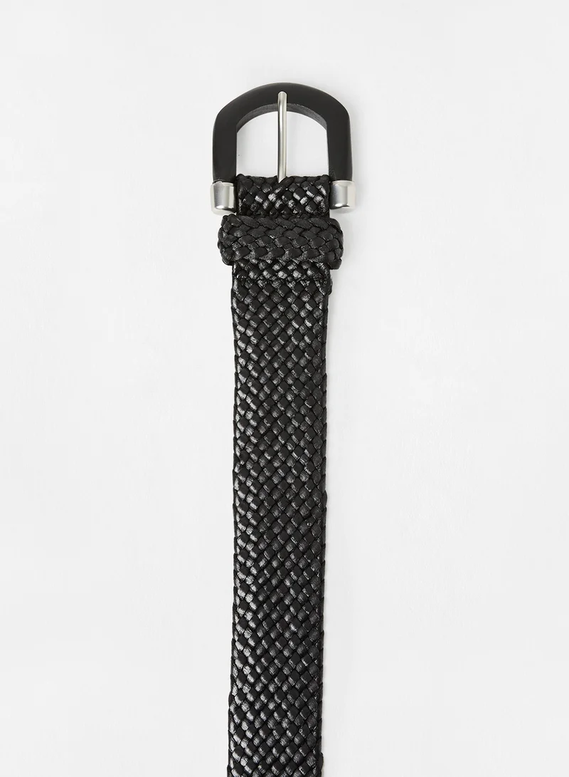 MANGO Braided Belt Black