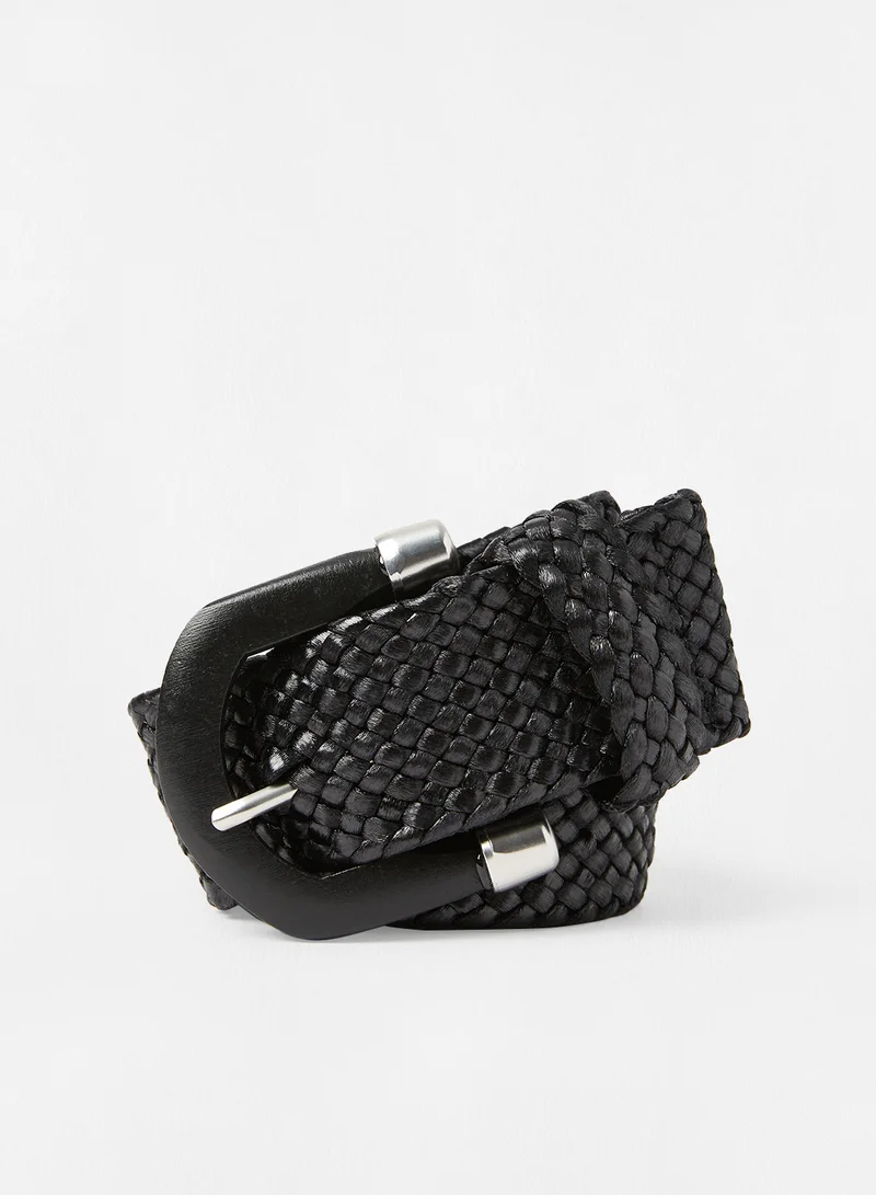 MANGO Braided Belt Black
