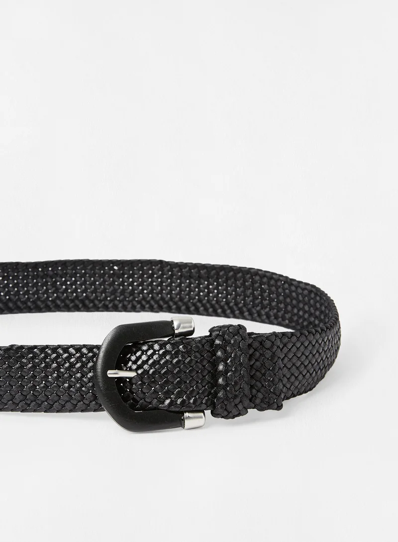 MANGO Braided Belt Black