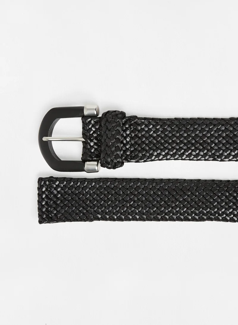 MANGO Braided Belt Black