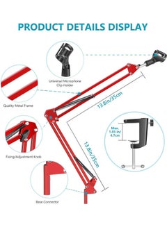 Arabest Extendable Recording Microphone Stand Holder Holder21831-2 Red  - Image 2