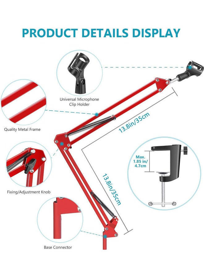 Arabest - Extendable Recording Microphone Stand Holder Holder21831-2 Red - Image 1