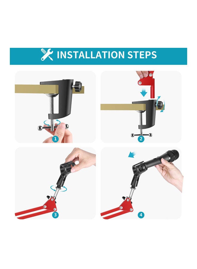 Arabest - Extendable Recording Microphone Stand Holder Holder21831-2 Red - Image 1