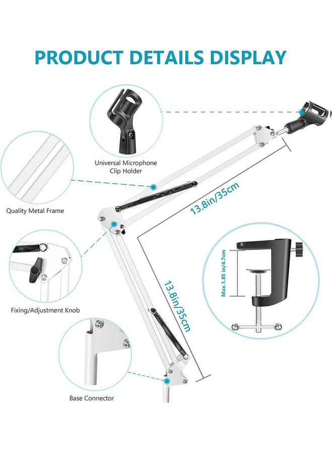 حامل ميكروفون تسجيل قابل للتمديد بلون أبيض - v1632227062/N50981573A_2