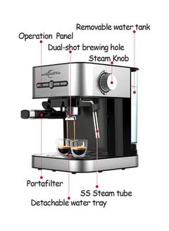 edoolffe Espresso Coffee Machine With Built-In Milk Frother 1400.0 ml 1050.0 W MD-2009 Black/Silver  - Image 3