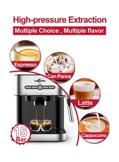 edoolffe Espresso Coffee Machine With Built-In Milk Frother 1400.0 ml 1050.0 W MD-2009 Black/Silver  - Image 4