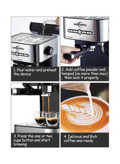 edoolffe Espresso Coffee Machine With Built-In Milk Frother 1400.0 ml 1050.0 W MD-2009 Black/Silver  - Image 5