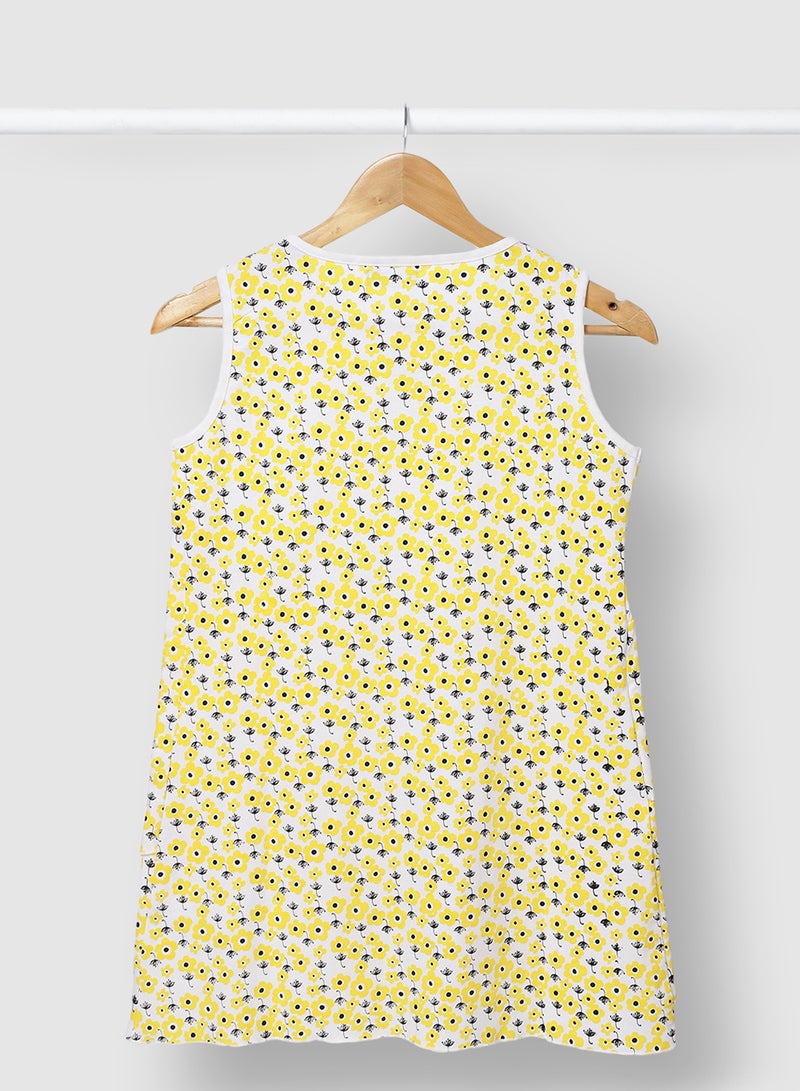 Smart Cotton Casual Casual Wear Frock In All Over Print Yellow - v1632232702/N45997795V_2