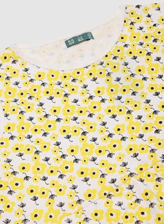 RAHA Smart Cotton Casual Casual Wear Frock In All Over Print Yellow  - Image 3