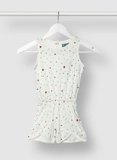 RAHA Girls Playsuit All Over Print White/Light Blue/Maroon  - Image 1