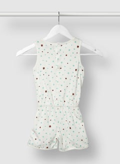 RAHA Girls Playsuit All Over Print White/Light Blue/Maroon  - Image 2