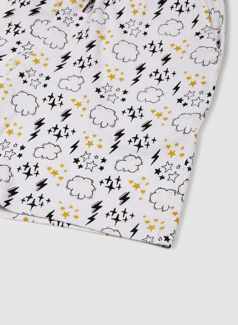 RAHA Girls Printed Lowers Cotton Shorts White  - Image 5
