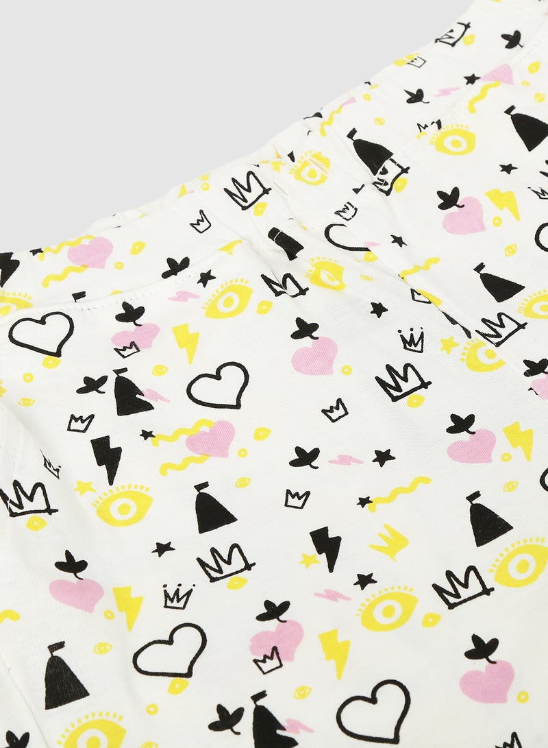 RAHA Girls Cotton Printed Lowers Shorts White / Black - Image 3