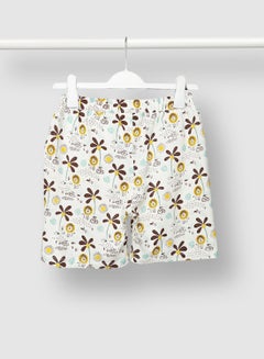 RAHA Girls Printed Cotton Lowers Shorts White / Yellow  - Image 2