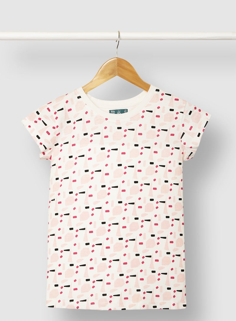 RAHA Girls Printed Beautiful Casual T-Shirt Yellow  - Image 1
