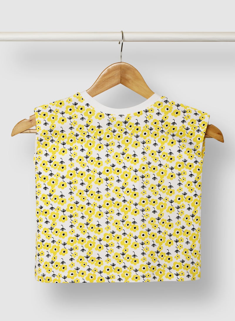 RAHA - Girls Beautiful Printed T-Shirt Dark Yellow - Image 1