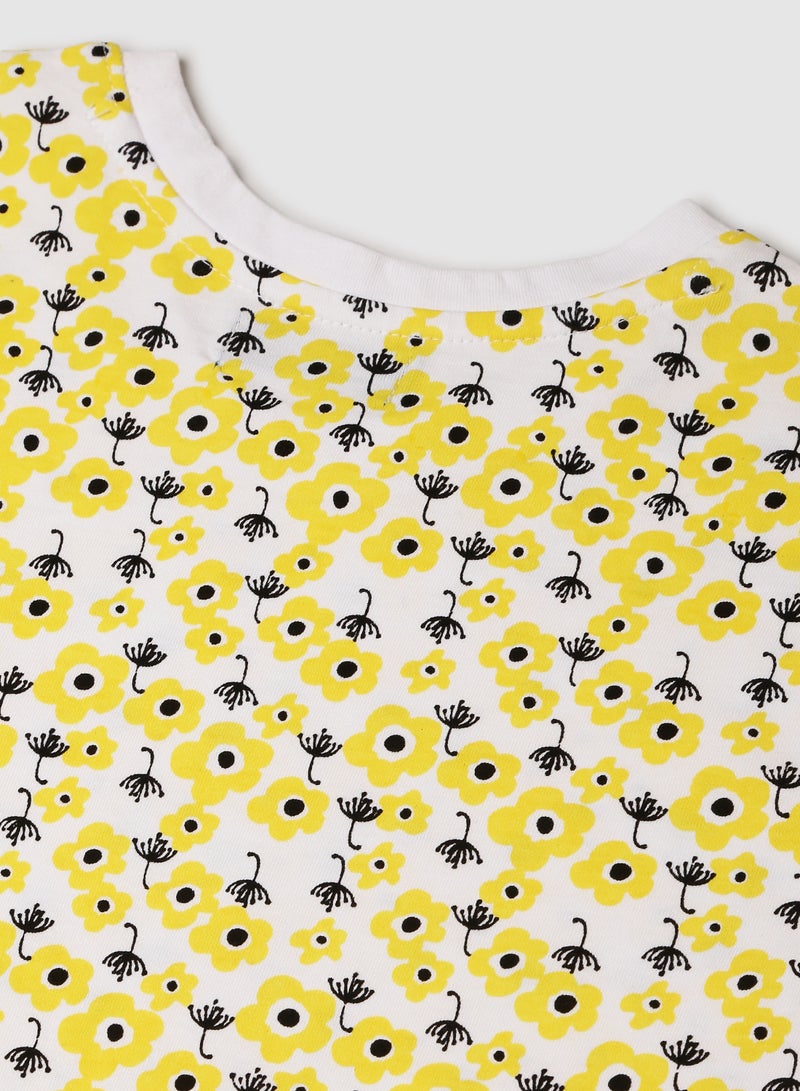 RAHA - Girls Beautiful Printed T-Shirt Dark Yellow - Image 1