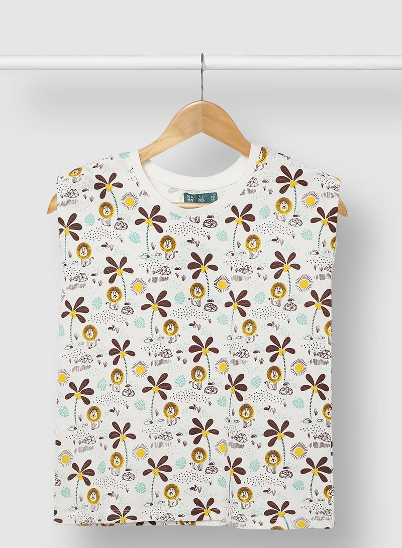 RAHA - Girls Printed Long lasting Comfy T-Shirt Brown - Image 1