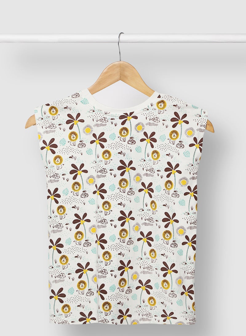 RAHA - Girls Printed Long lasting Comfy T-Shirt Brown - Image 1