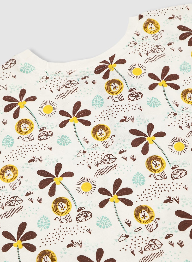 RAHA - Girls Printed Long lasting Comfy T-Shirt Brown - Image 1