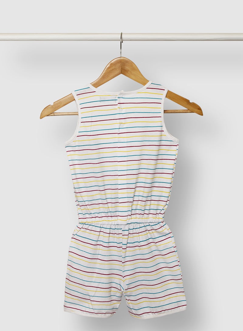 RAHA Casual Girls Stripes Playsuit White/Red/Blue  - Image 2