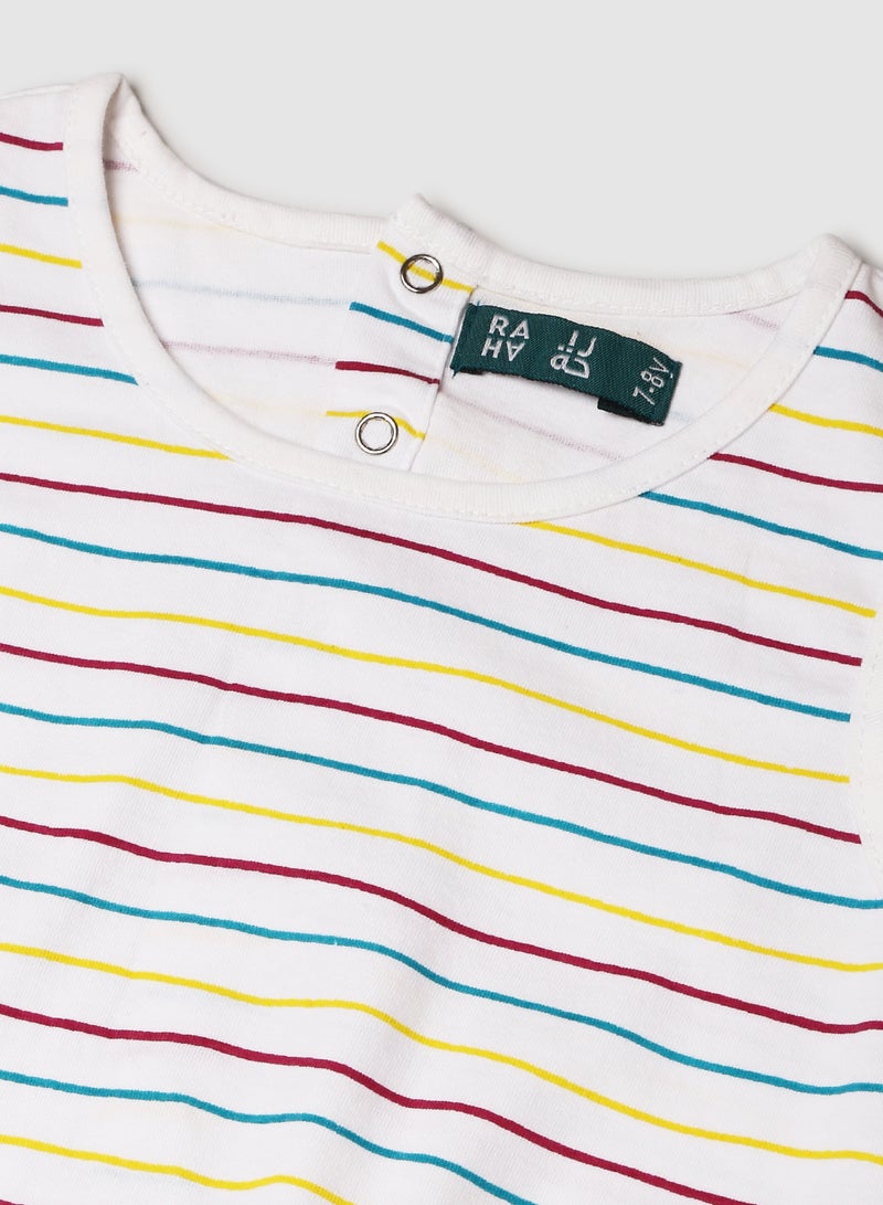 RAHA Casual Girls Stripes Playsuit White/Red/Blue  - Image 3