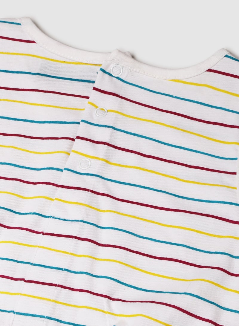 RAHA Casual Girls Stripes Playsuit White/Red/Blue  - Image 4