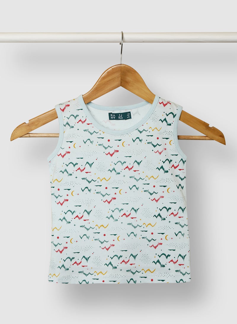 RAHA Boys Groovy Casual Trendy Printed T-Shirt Green  - Image 1
