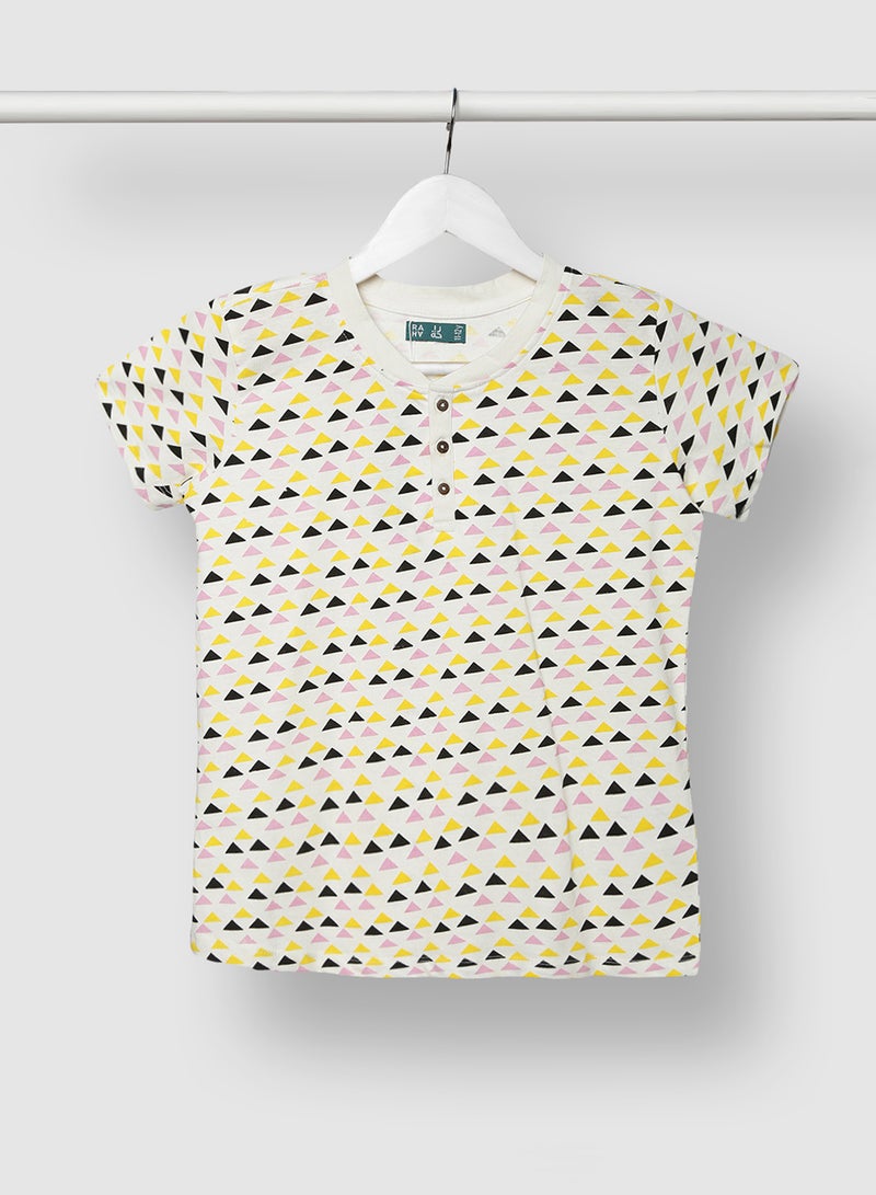 RAHA Boys Printed Casual Trendy Cotton T-Shirt Yellow  - Image 1