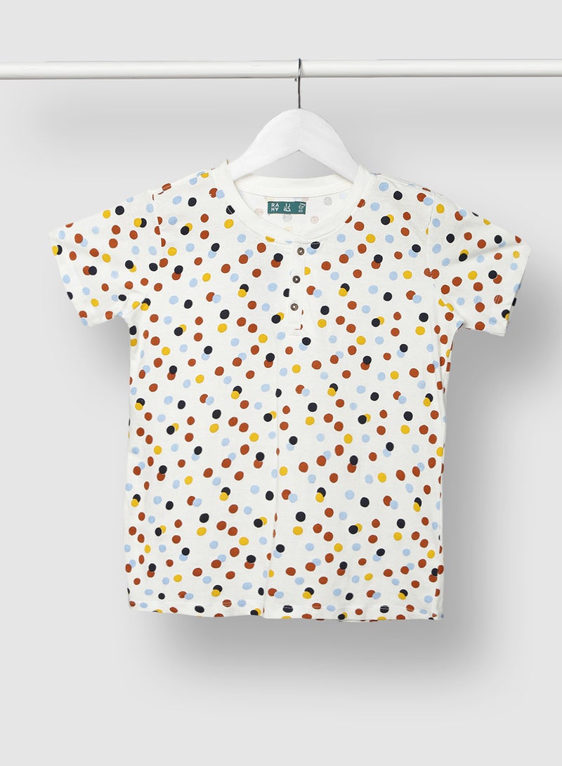 RAHA Boys Printed Cotton Trendy Casual T-Shirt Red / Yellow  - Image 1