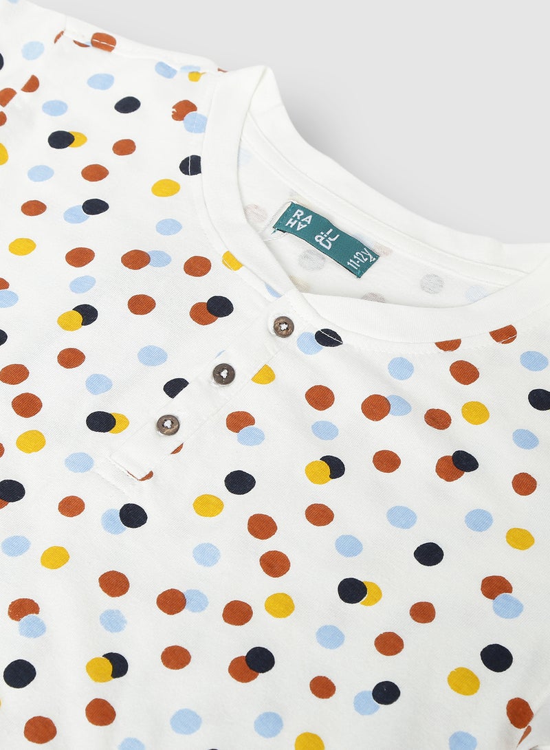 RAHA Boys Printed Cotton Trendy Casual T-Shirt Red / Yellow  - Image 3
