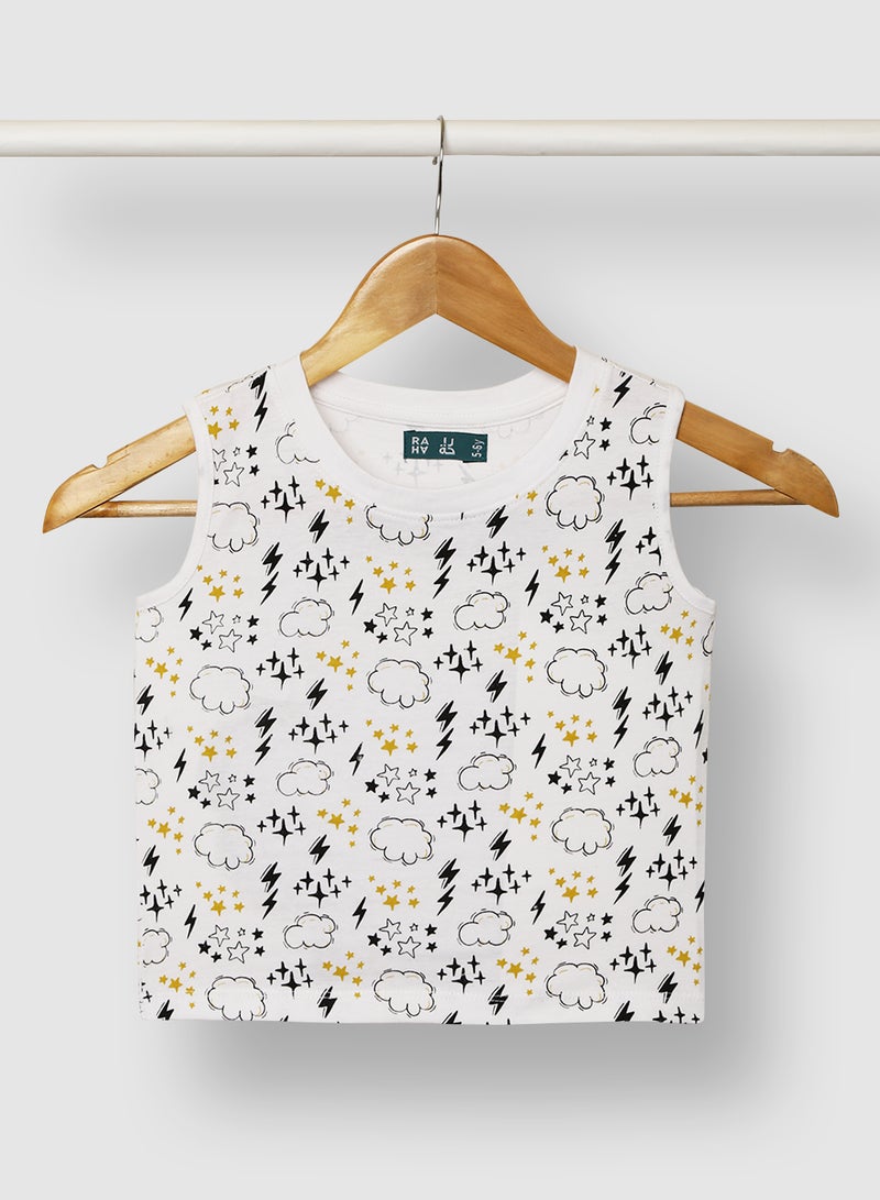 RAHA Stylish Boys Trendy Printed T-Shirt White / Yellow  - Image 1