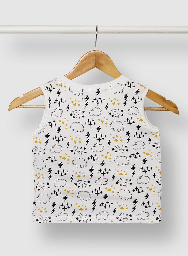 RAHA Stylish Boys Trendy Printed T-Shirt White / Yellow  - Image 2