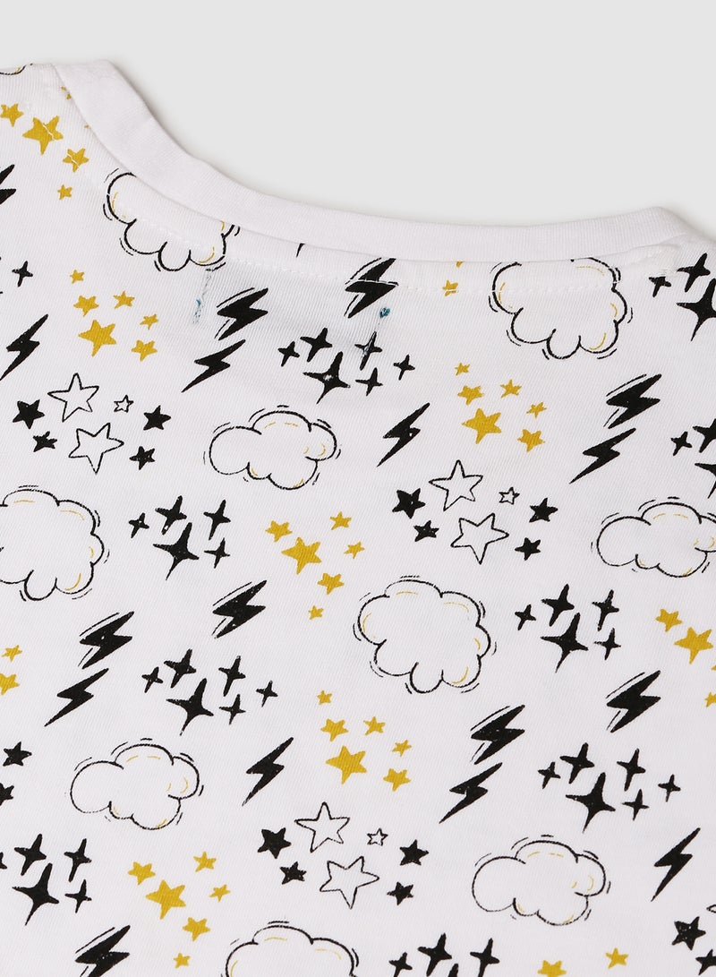 RAHA Stylish Boys Trendy Printed T-Shirt White / Yellow  - Image 4